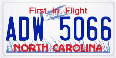 NC license plate ADW5066
