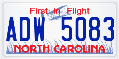 NC license plate ADW5083