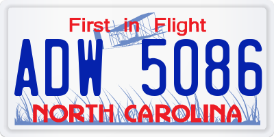NC license plate ADW5086
