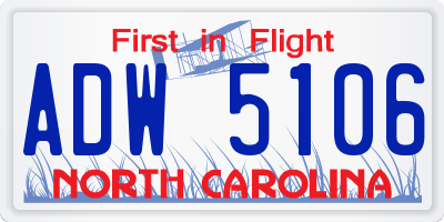 NC license plate ADW5106