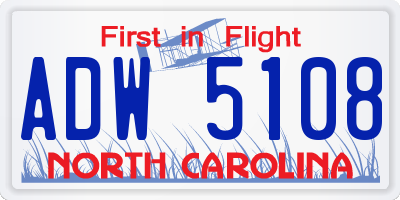 NC license plate ADW5108
