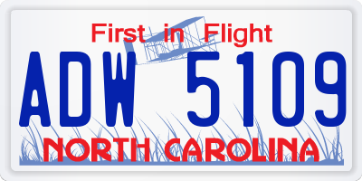NC license plate ADW5109