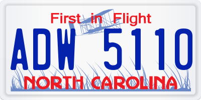 NC license plate ADW5110