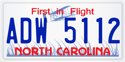 NC license plate ADW5112