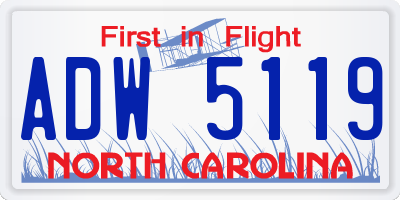 NC license plate ADW5119