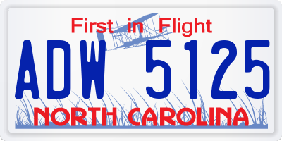 NC license plate ADW5125