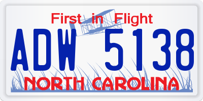 NC license plate ADW5138