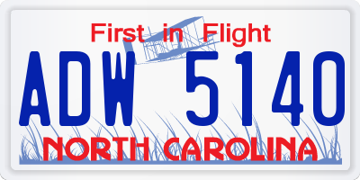 NC license plate ADW5140