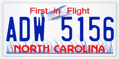 NC license plate ADW5156