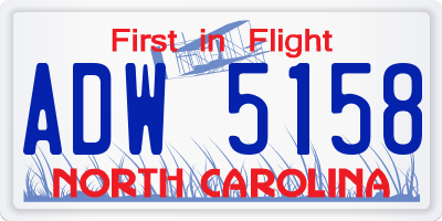 NC license plate ADW5158