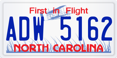 NC license plate ADW5162