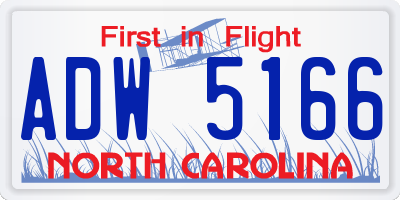 NC license plate ADW5166