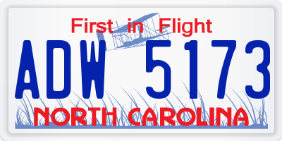 NC license plate ADW5173