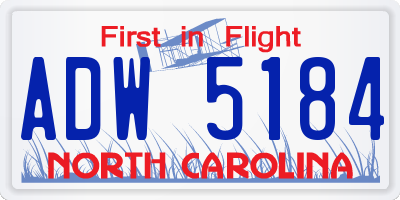 NC license plate ADW5184