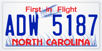 NC license plate ADW5187
