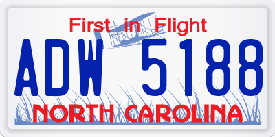 NC license plate ADW5188