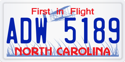 NC license plate ADW5189