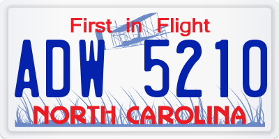 NC license plate ADW5210