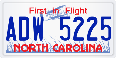 NC license plate ADW5225