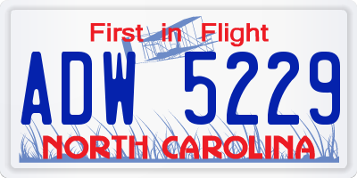 NC license plate ADW5229