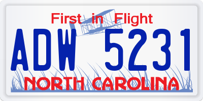 NC license plate ADW5231