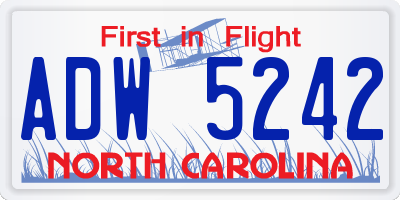 NC license plate ADW5242
