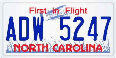 NC license plate ADW5247