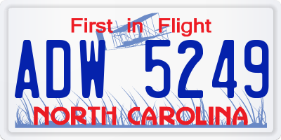 NC license plate ADW5249