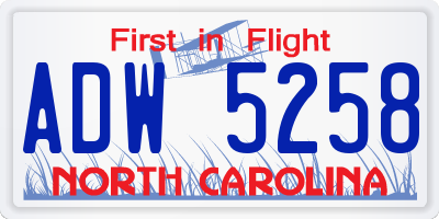 NC license plate ADW5258