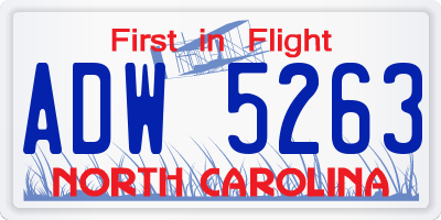 NC license plate ADW5263