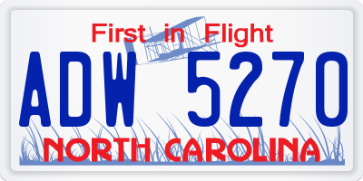 NC license plate ADW5270