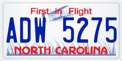 NC license plate ADW5275