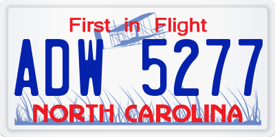 NC license plate ADW5277