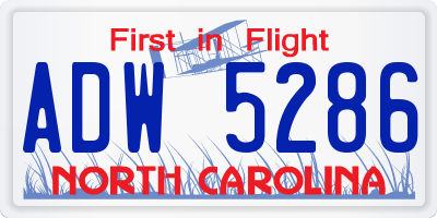 NC license plate ADW5286