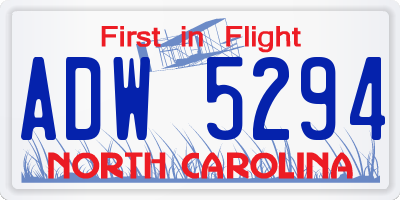 NC license plate ADW5294