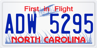 NC license plate ADW5295