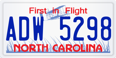 NC license plate ADW5298