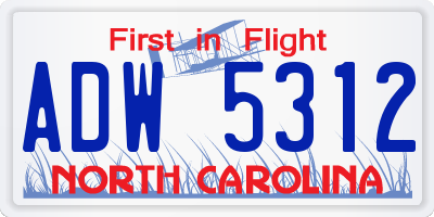 NC license plate ADW5312