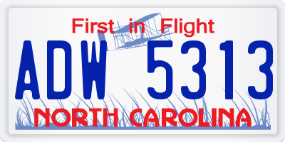 NC license plate ADW5313