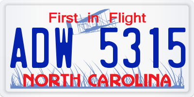 NC license plate ADW5315