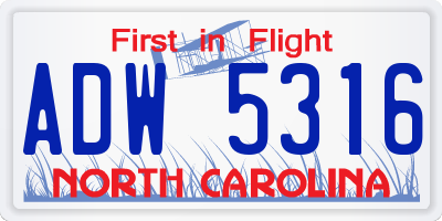 NC license plate ADW5316