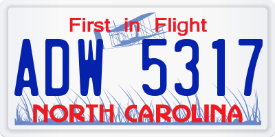 NC license plate ADW5317