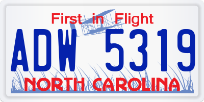NC license plate ADW5319