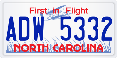 NC license plate ADW5332