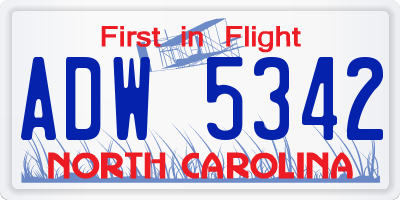 NC license plate ADW5342
