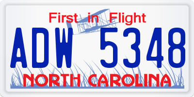 NC license plate ADW5348