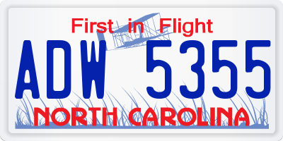 NC license plate ADW5355