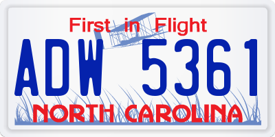 NC license plate ADW5361