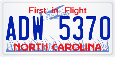 NC license plate ADW5370