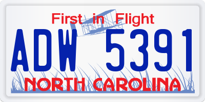 NC license plate ADW5391
